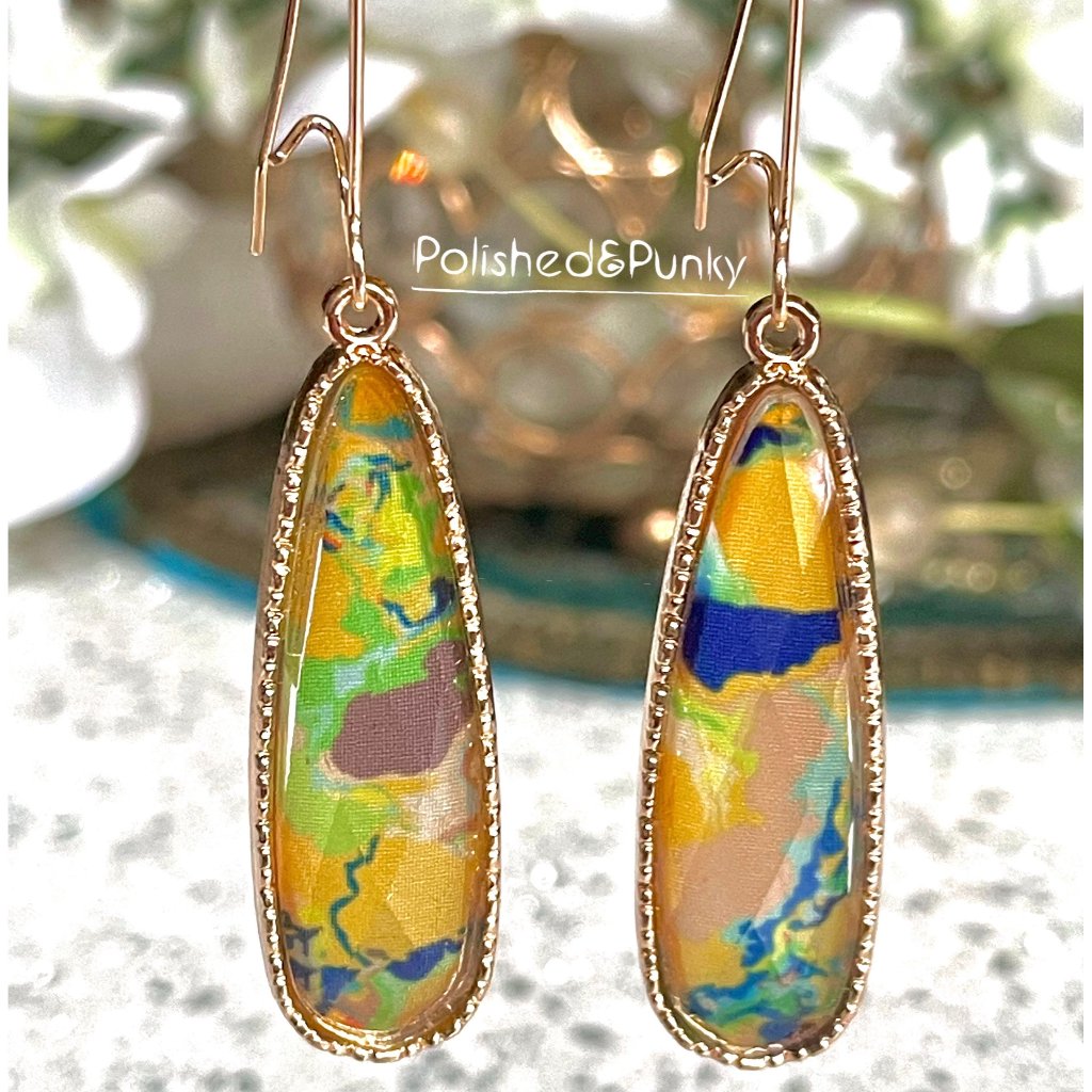 Watercolor Dangle Earrings ~ Rose Gold Earrings ~ Dangle Earrings ~ In Gift Box